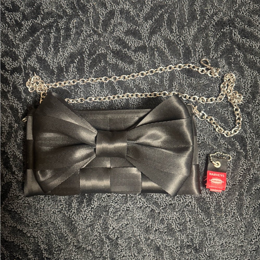 RARE Harveys Black Bow Clutch Bag